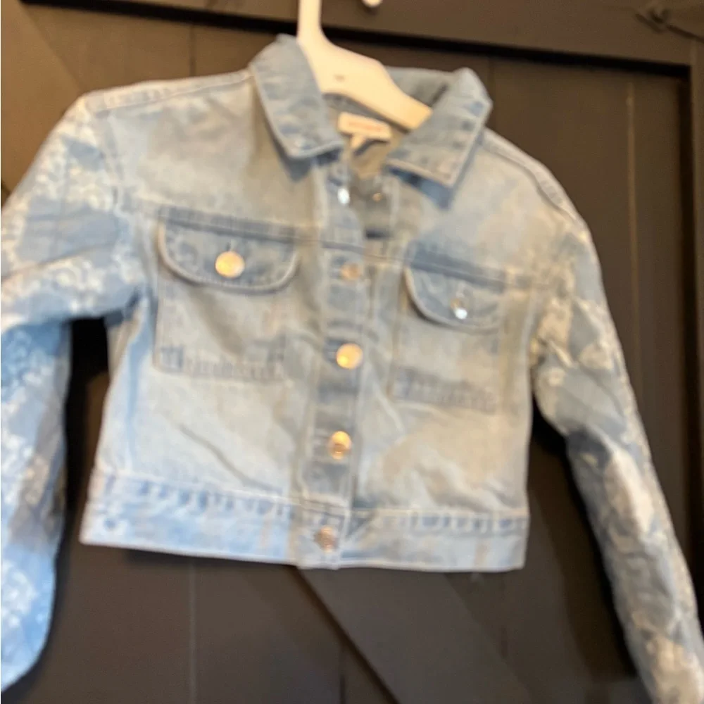 Cat & Jack Light Blue Jean Jacket with Quilted Sleeves